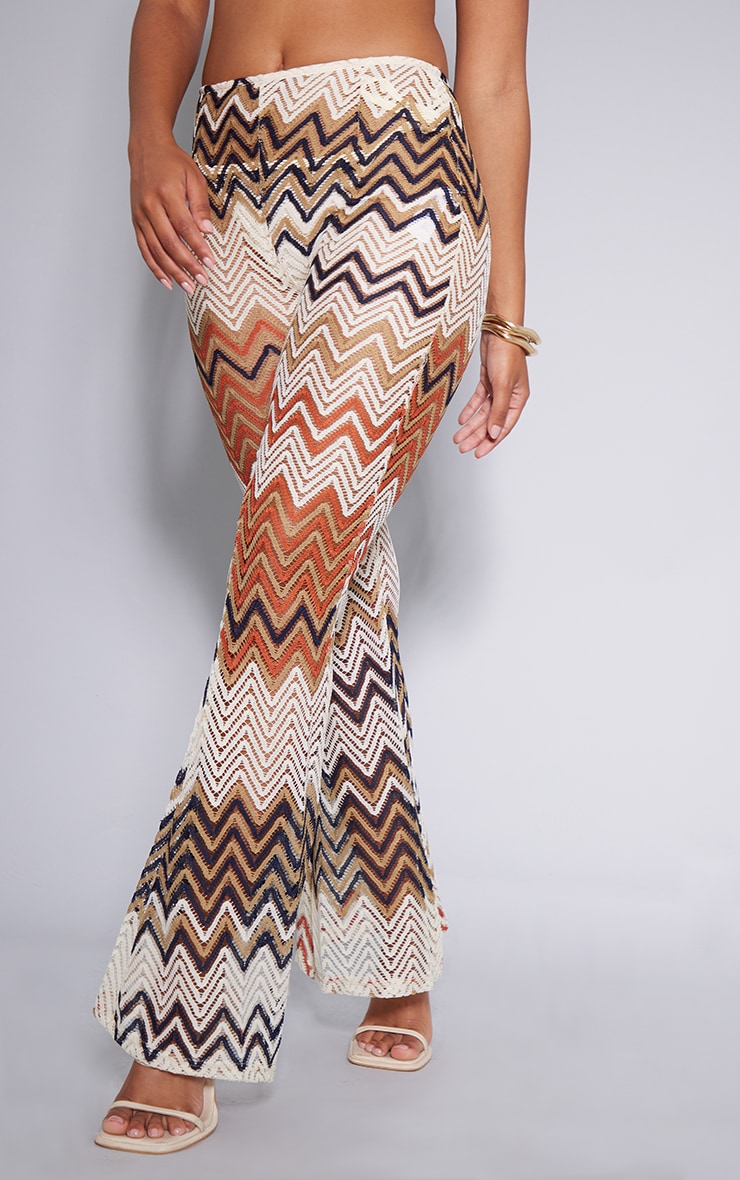 Burnt Orange Chevron Knit Flares image 2