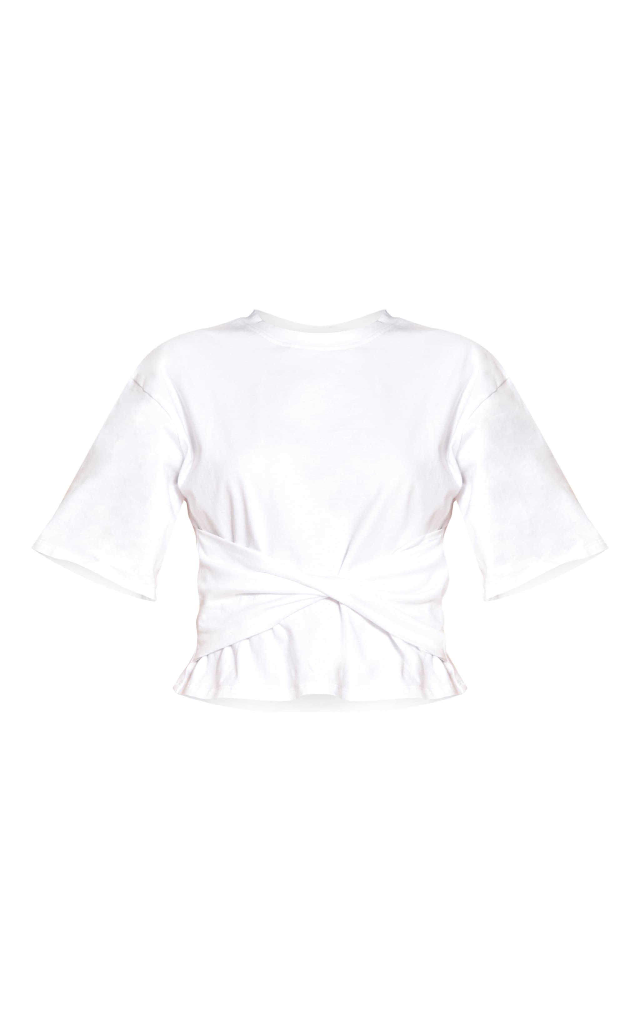 White Cotton Wrap Front T Shirt image 5