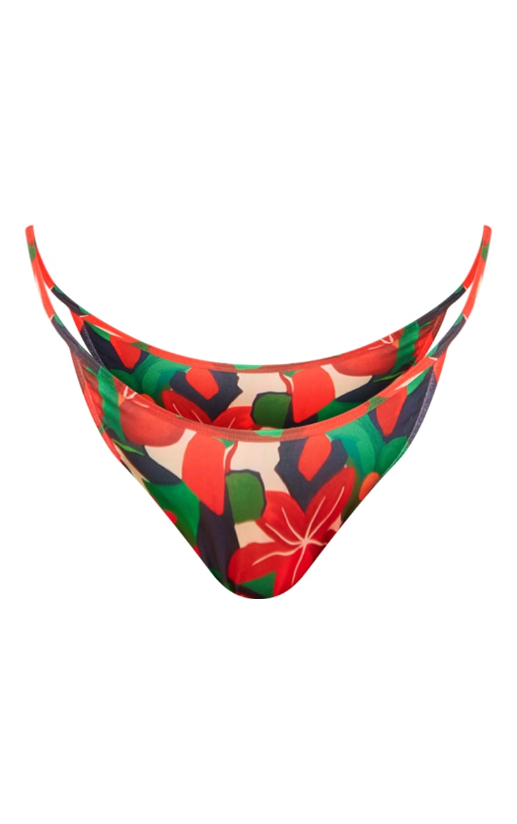 Plus Multi Floral High Leg Bikini Bottoms PrettyLittleThing UAE