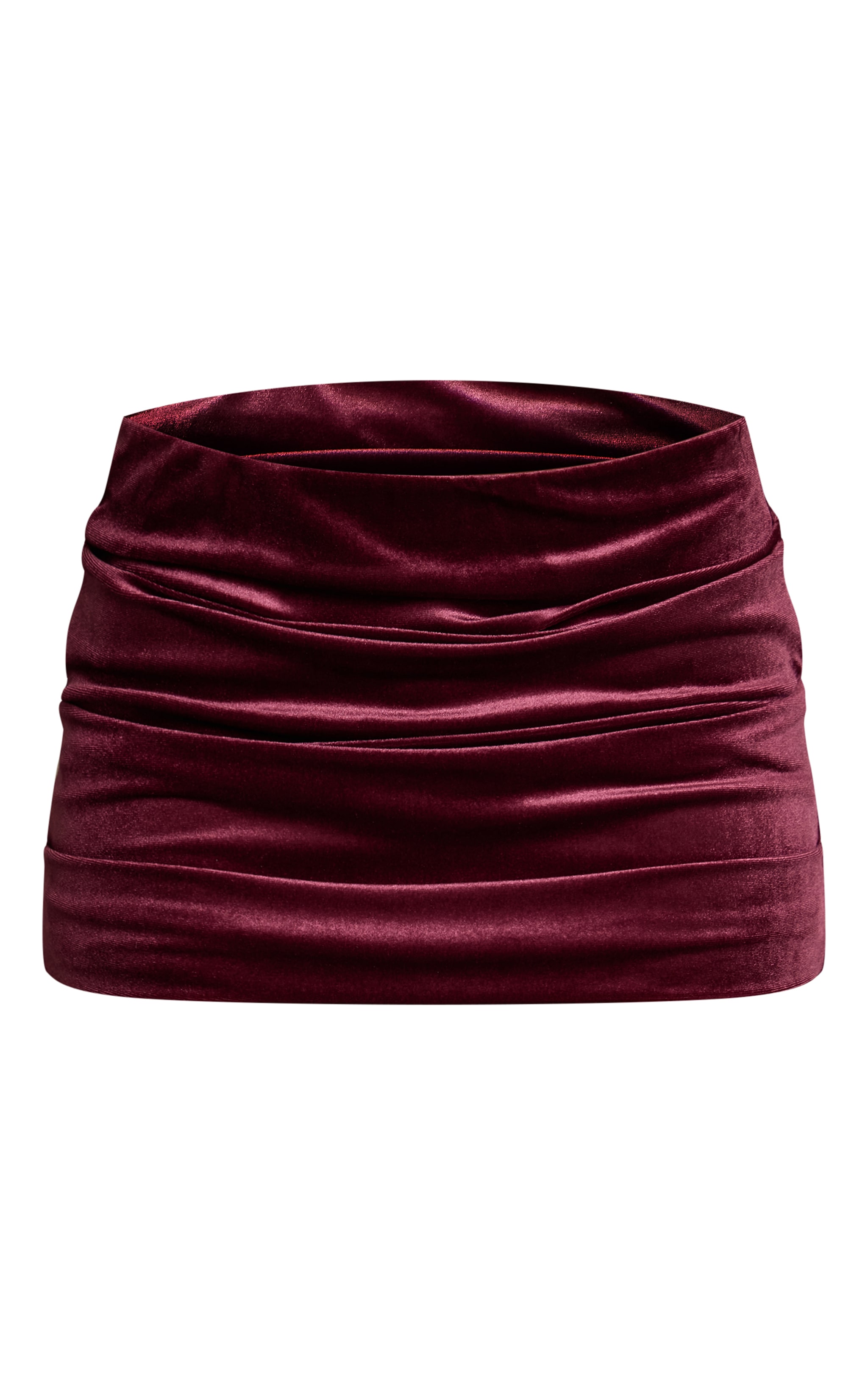 Dark Wine Velvet Ruched Mini Skirt  image 6