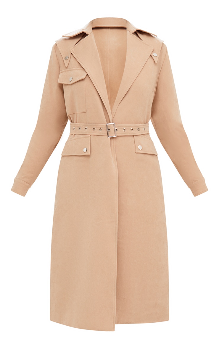 Beige Longline Belted Trench Coat. Coats & Jackets PrettyLittleThing
