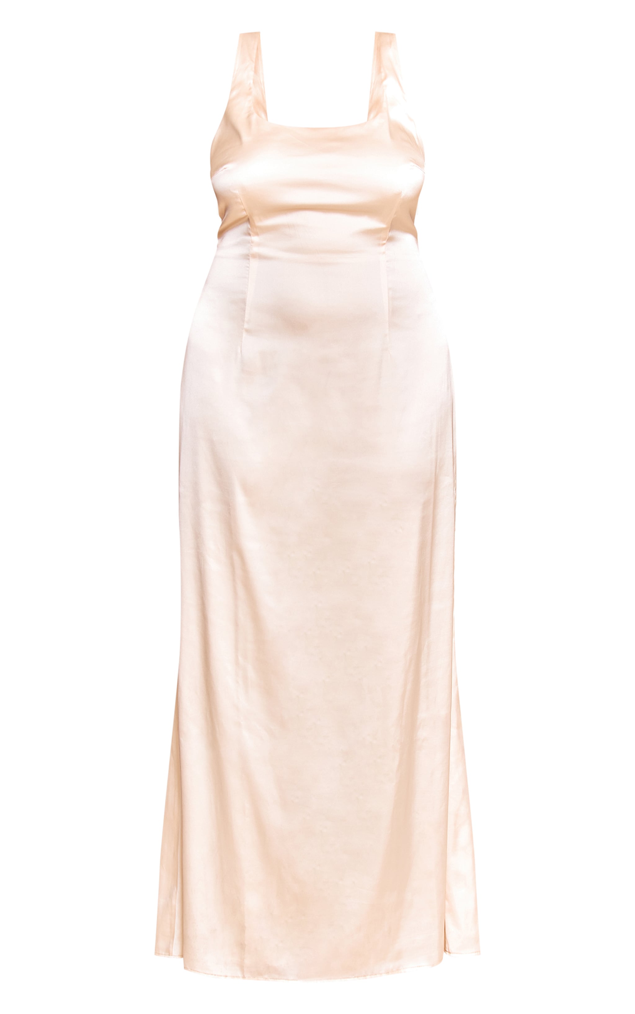 Plus Natural Satin Cross Back Midaxi Dress image 5