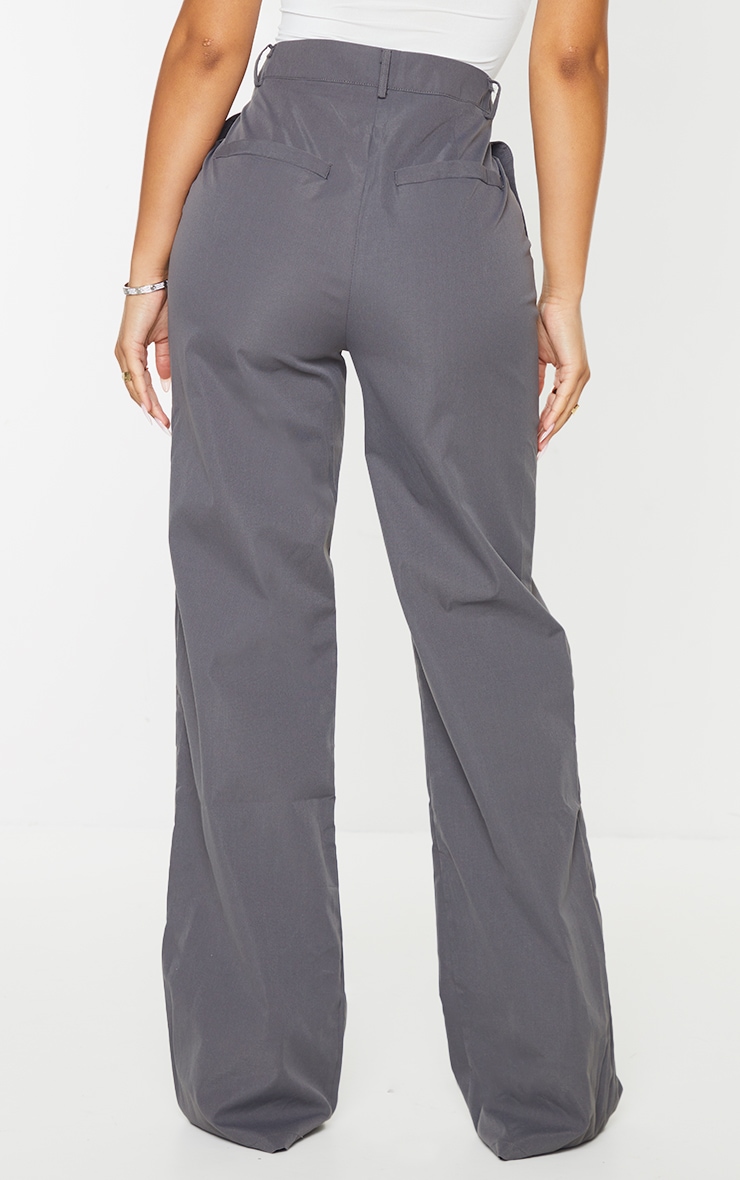 Petite Grey Peach Skin Straight Leg Pants image 3