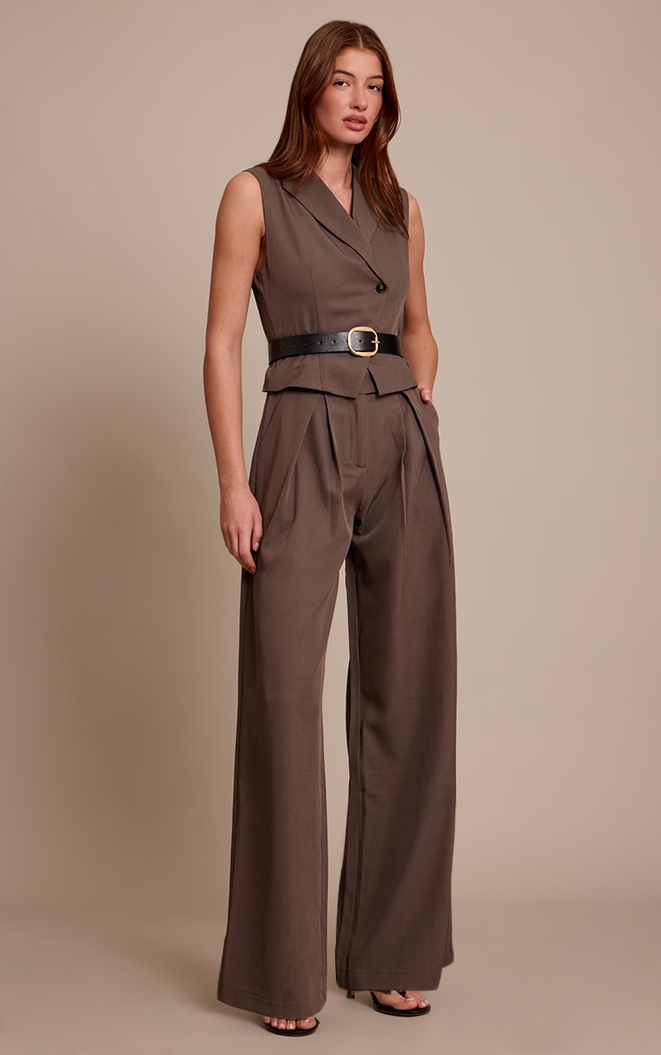 Charcoal Tailored Woven Straight Leg Jumpsuit image 3