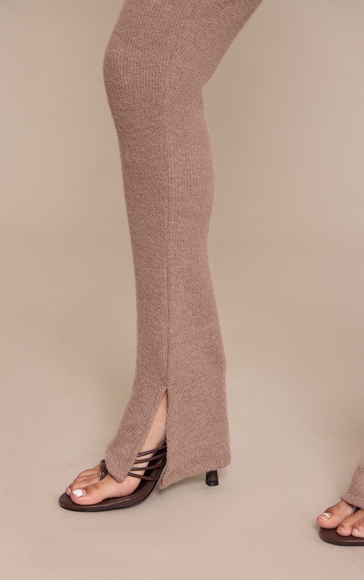 Petite Taupe Ribbed Flare Pants image 4