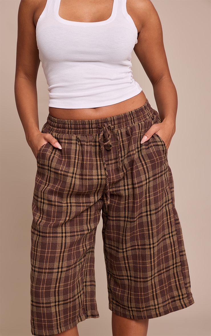 Shape Brown Check Longline Shorts image 2