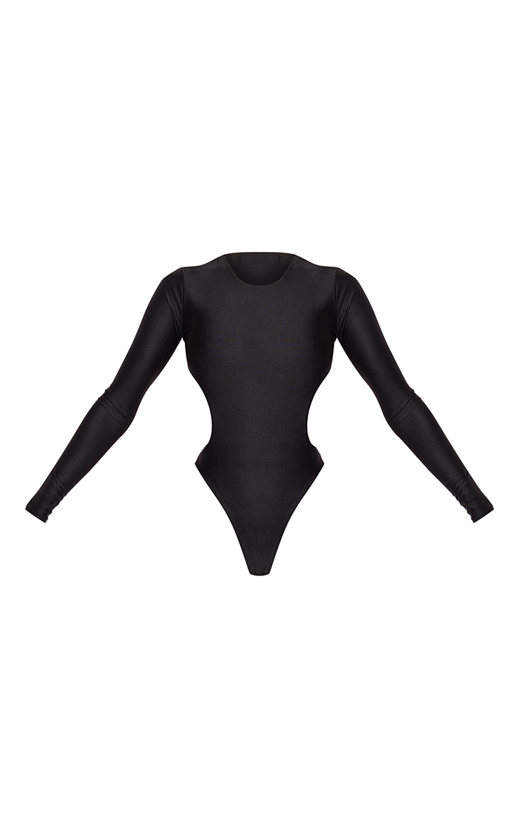  Black Slinky Long Sleeve Open Back Swimsuit image 5