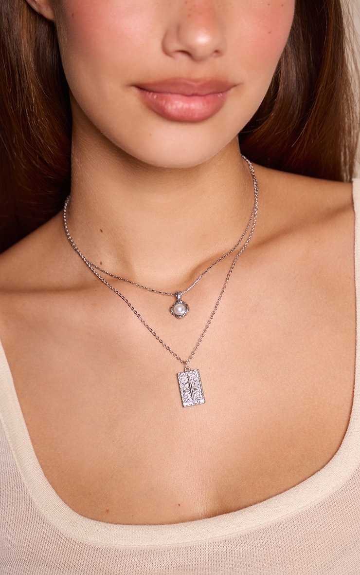 Silver Double Layered Tarot Necklace