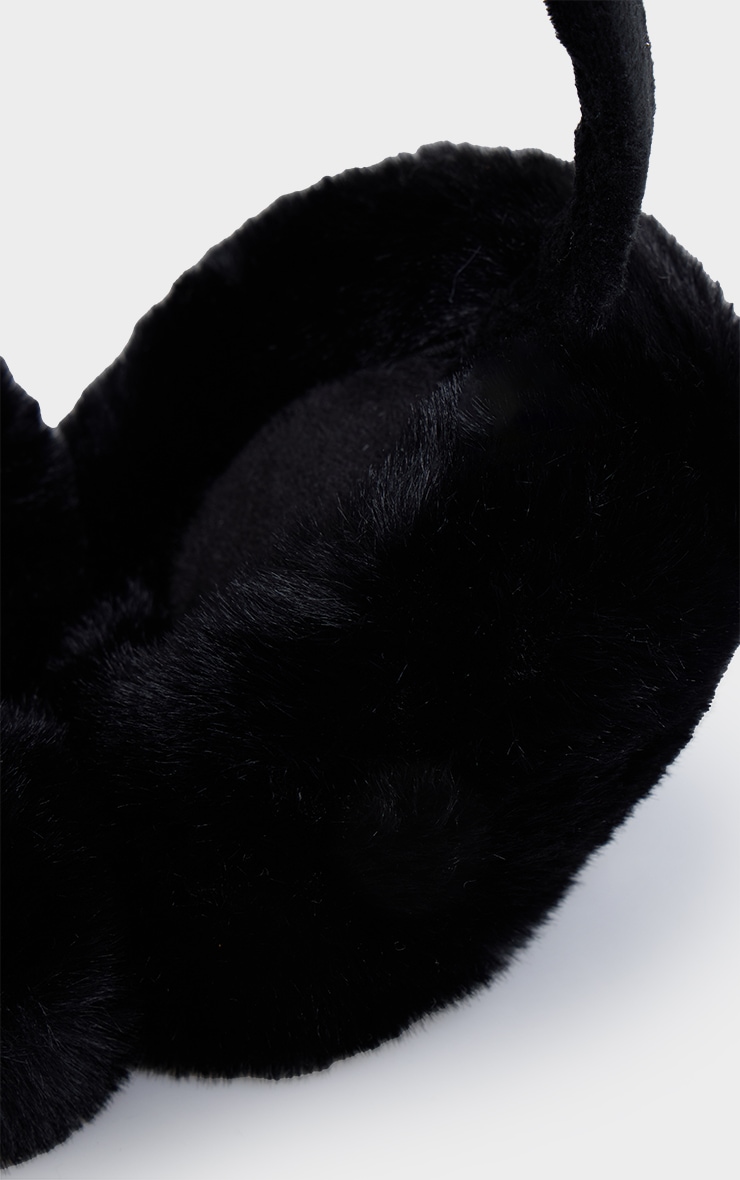 Black Soft Faux Fur Ear Muffs image 3