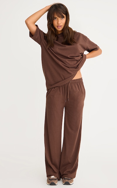 Pantalon large chocolat à taille basse