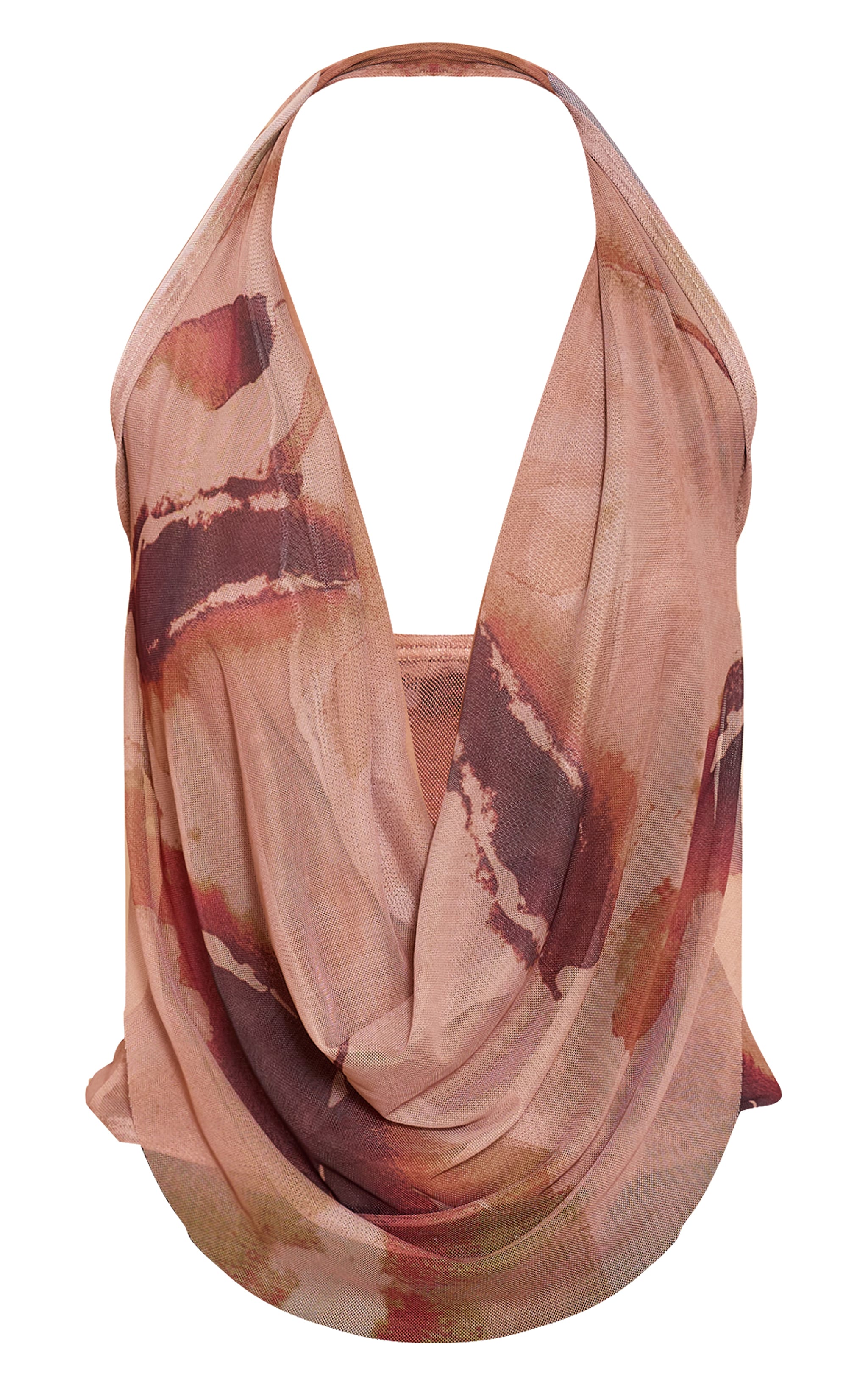 Beige Floral Printed Halter Neck Top image 5