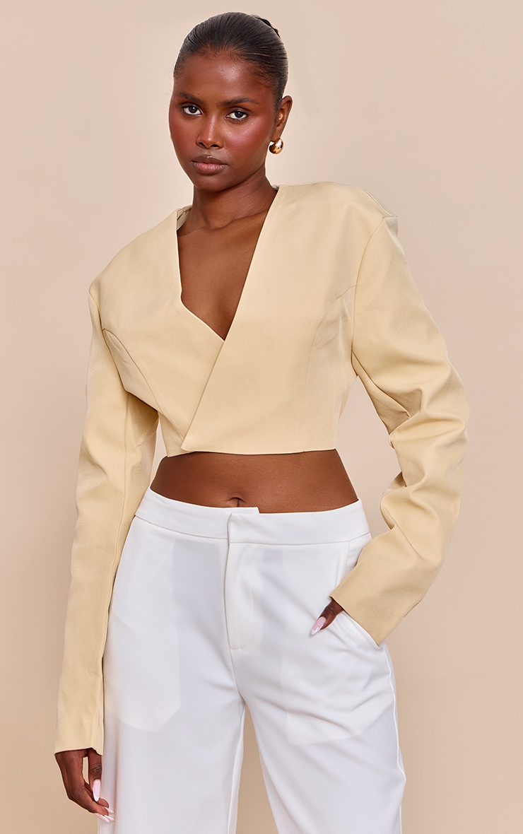 Butter Yellow Wrap Waist Tie Blazer image 1