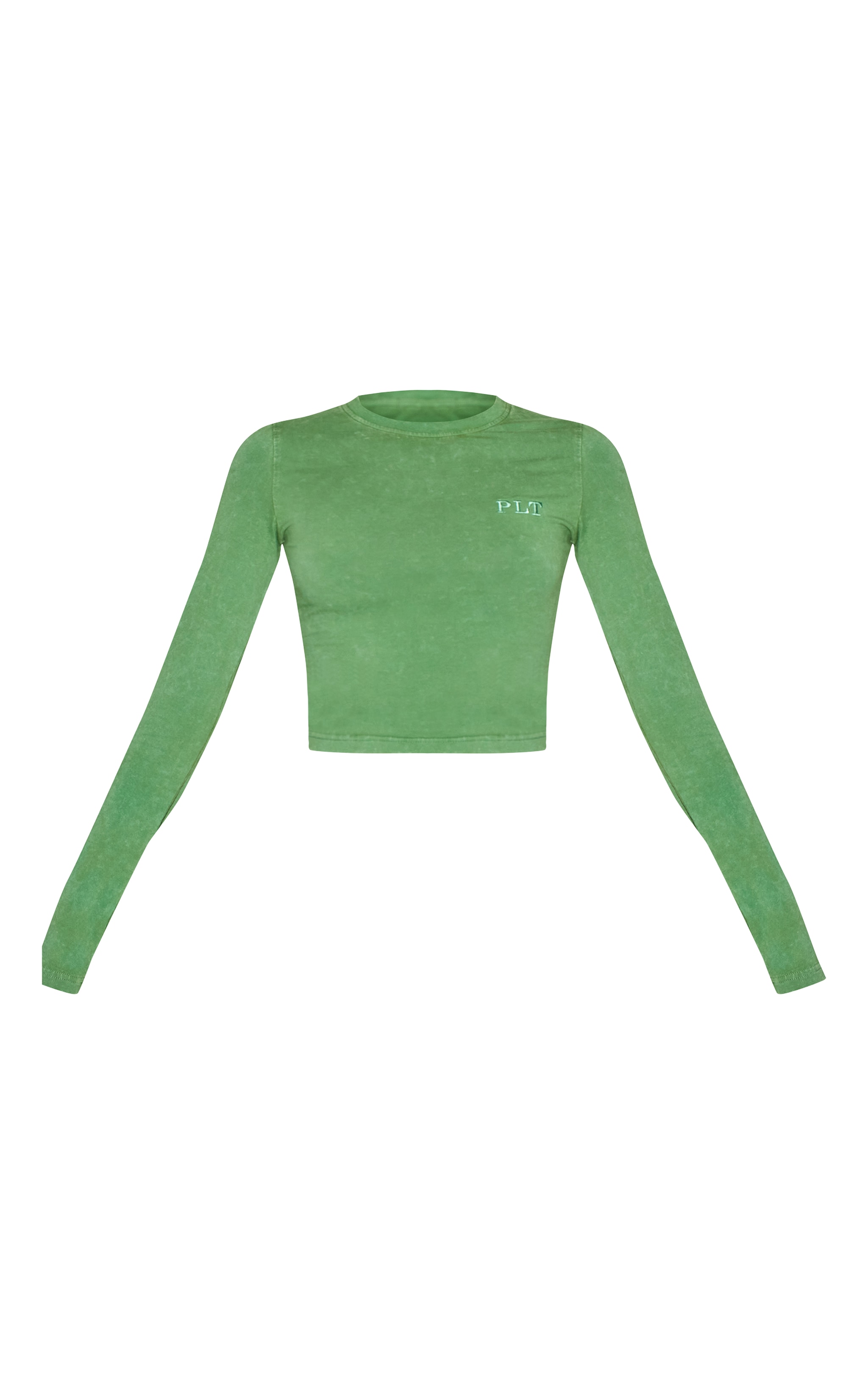 T-shirt ajusté vert forêt délavé à manches longues image 5