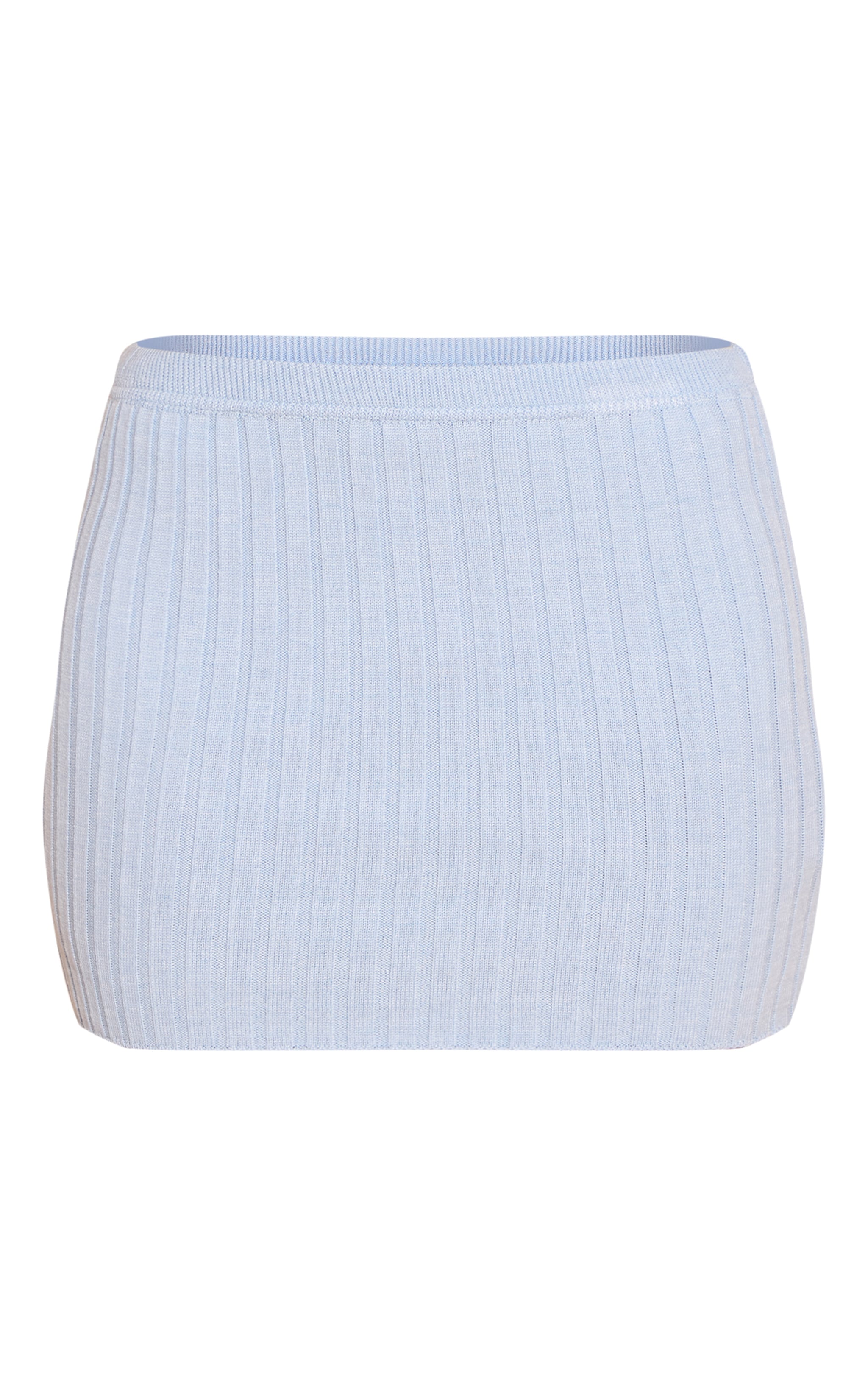 Blue Ribbed Knit Mini Skirt image 6