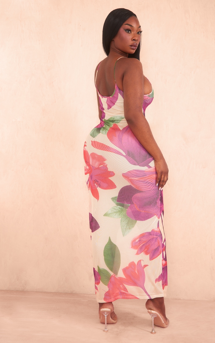 Plus Multi Print Mesh Maxi Dress image 2