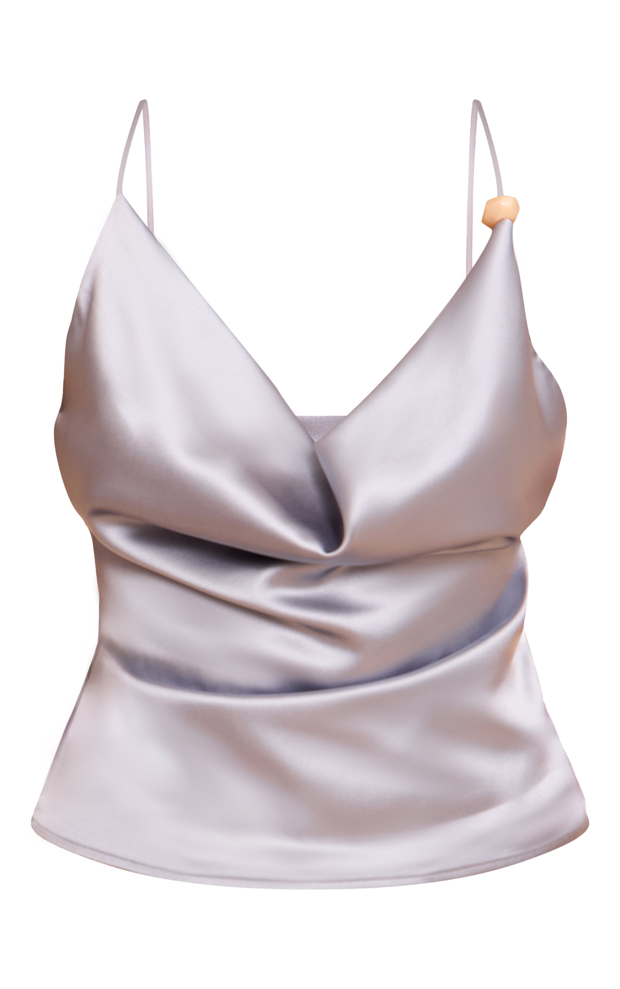 Baby Blue Satin Bead Detail Cowl Neck Top image 5