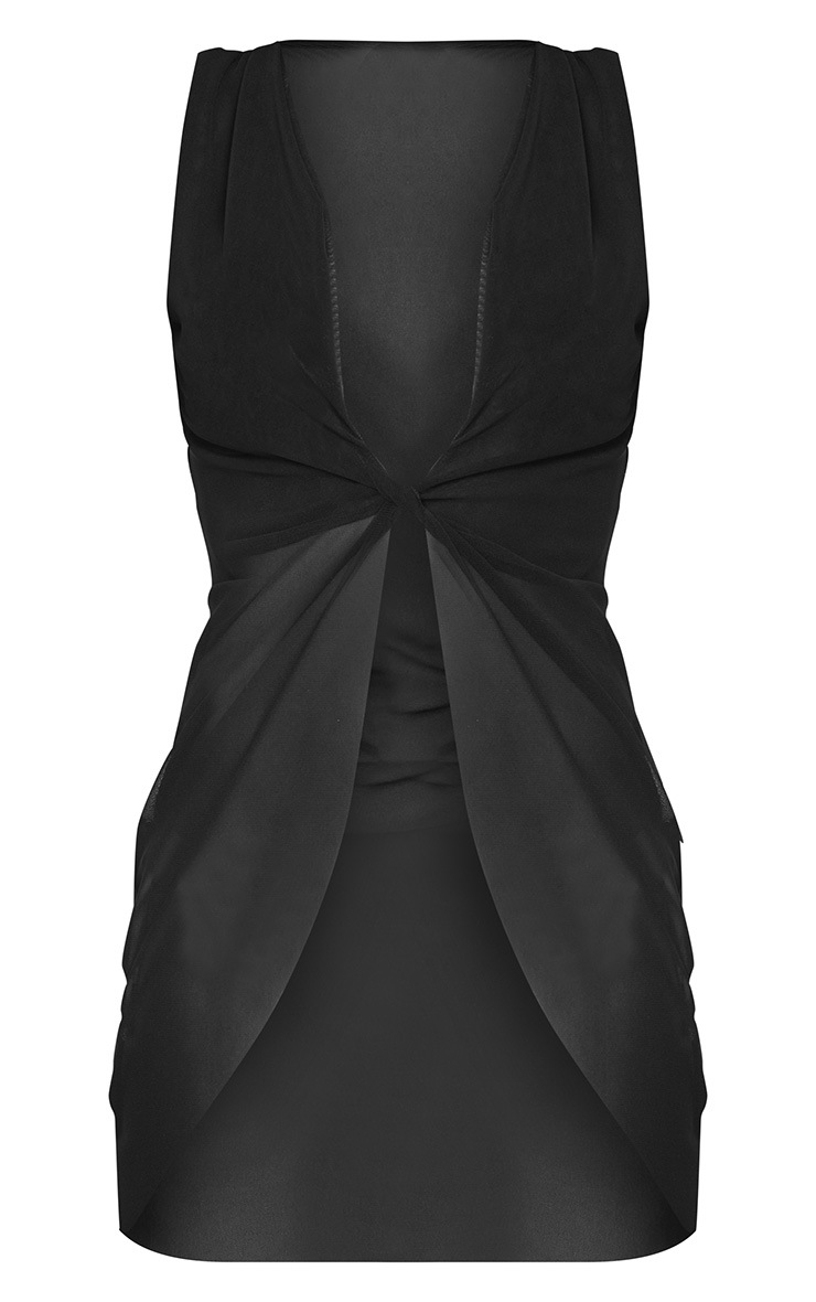 Black Mesh Beachwear Cover Up Tops PrettyLittleThing