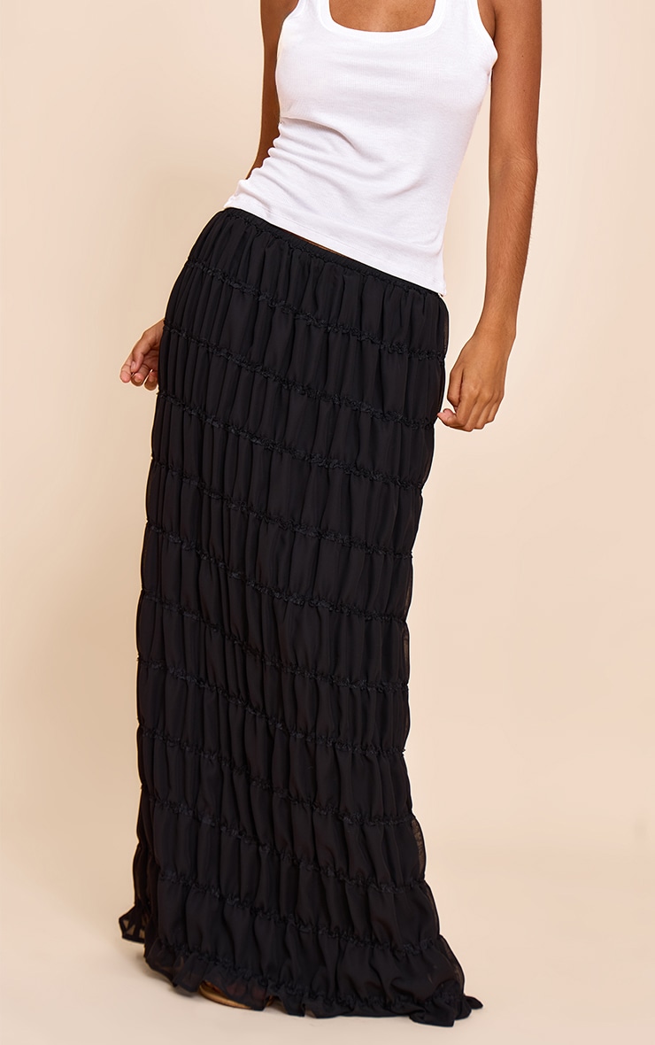 Petite Black Chiffon Maxi Skirt image 2