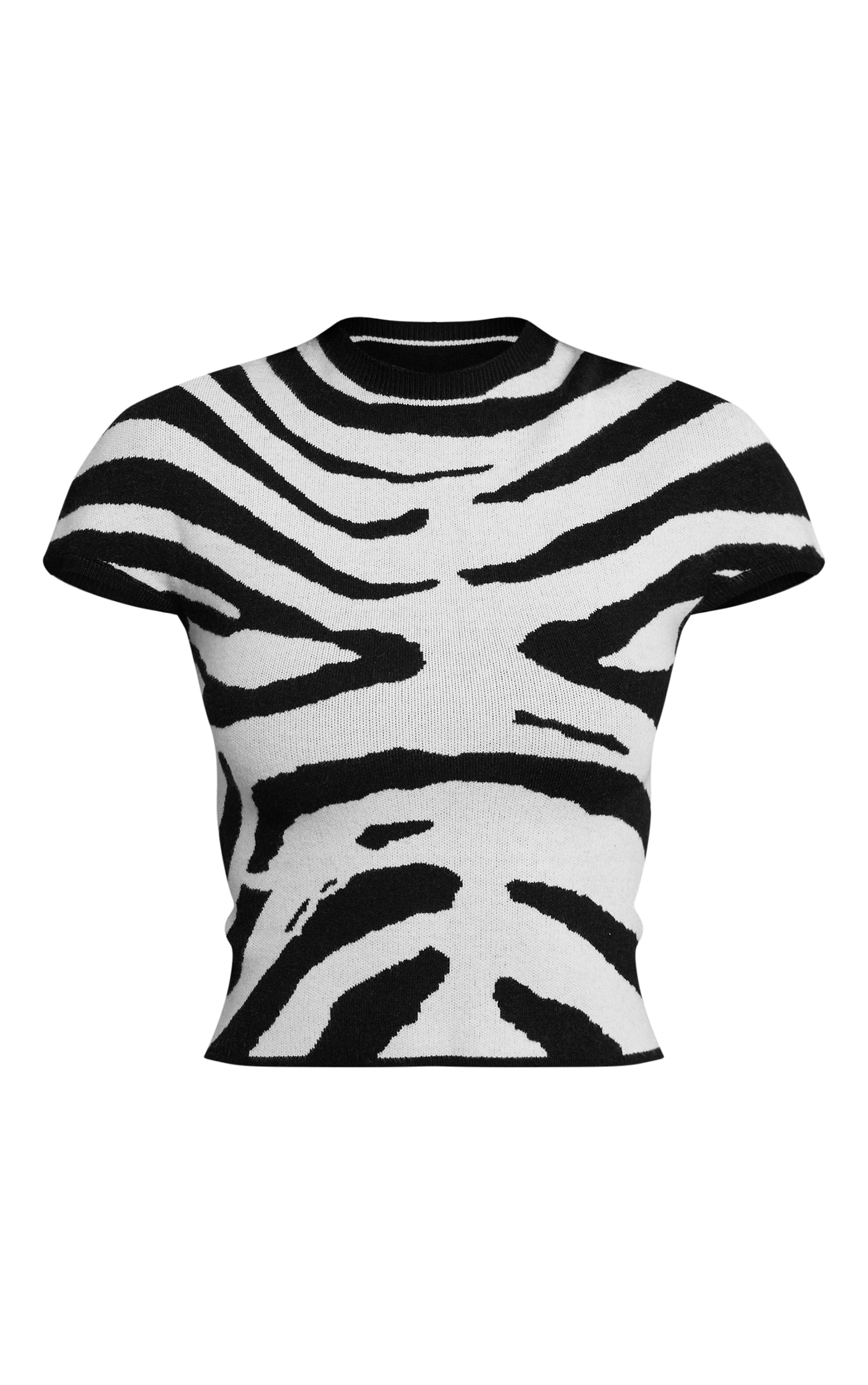 Mono Zebra Print Knitted Cap Sleeve Top  image 5