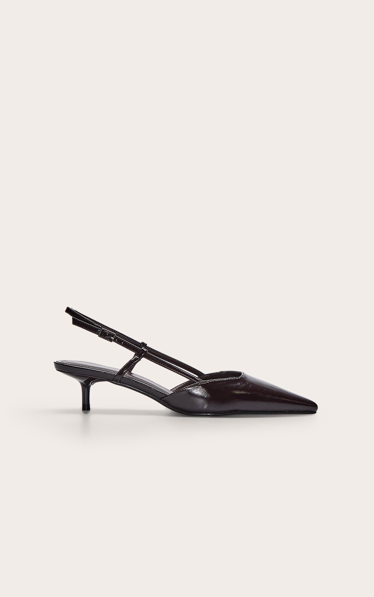 Plum Crinkle Kitten Heel Sling Back Courts image 2