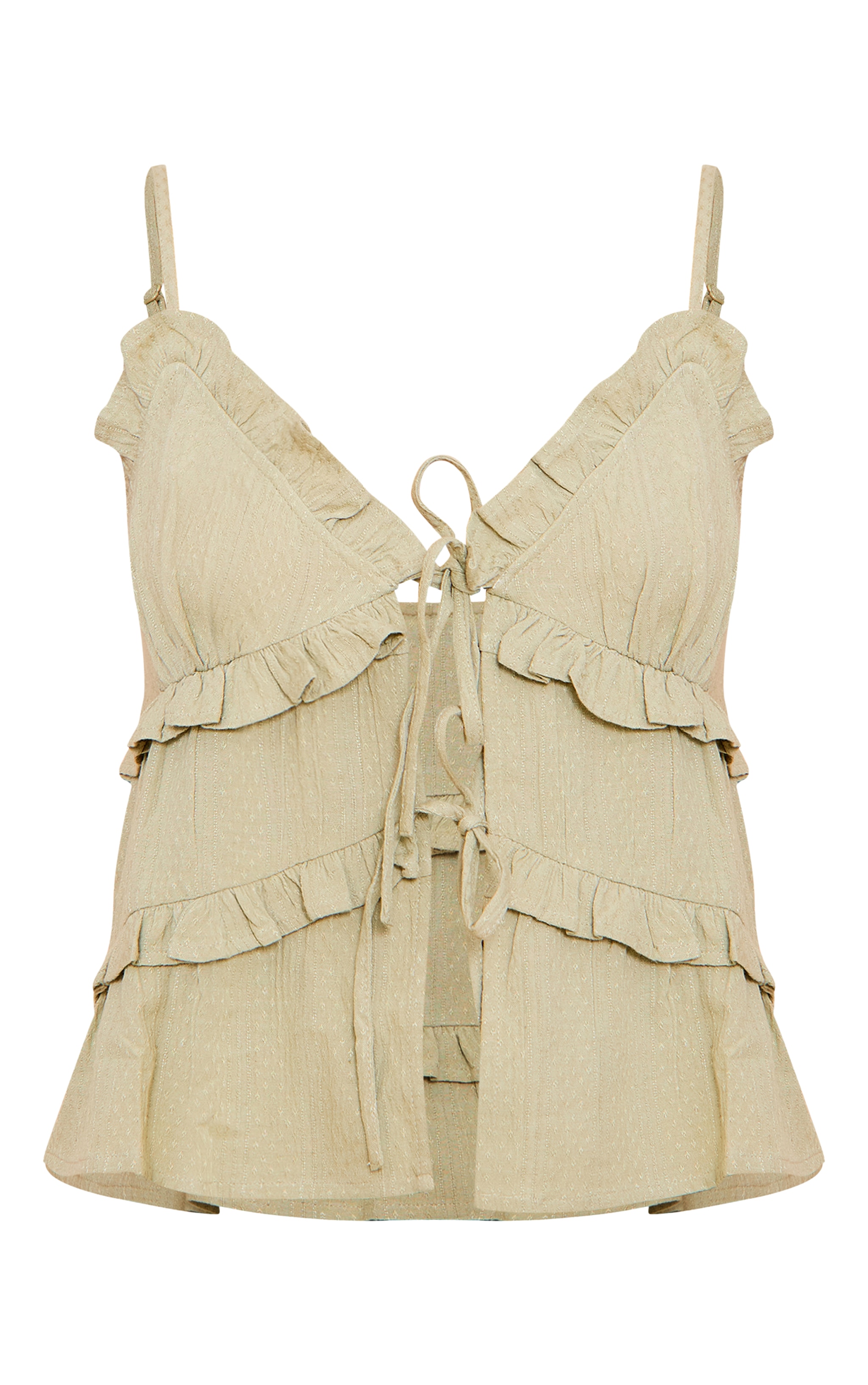 Sage Khaki Textured Strappy Cami Top image 5
