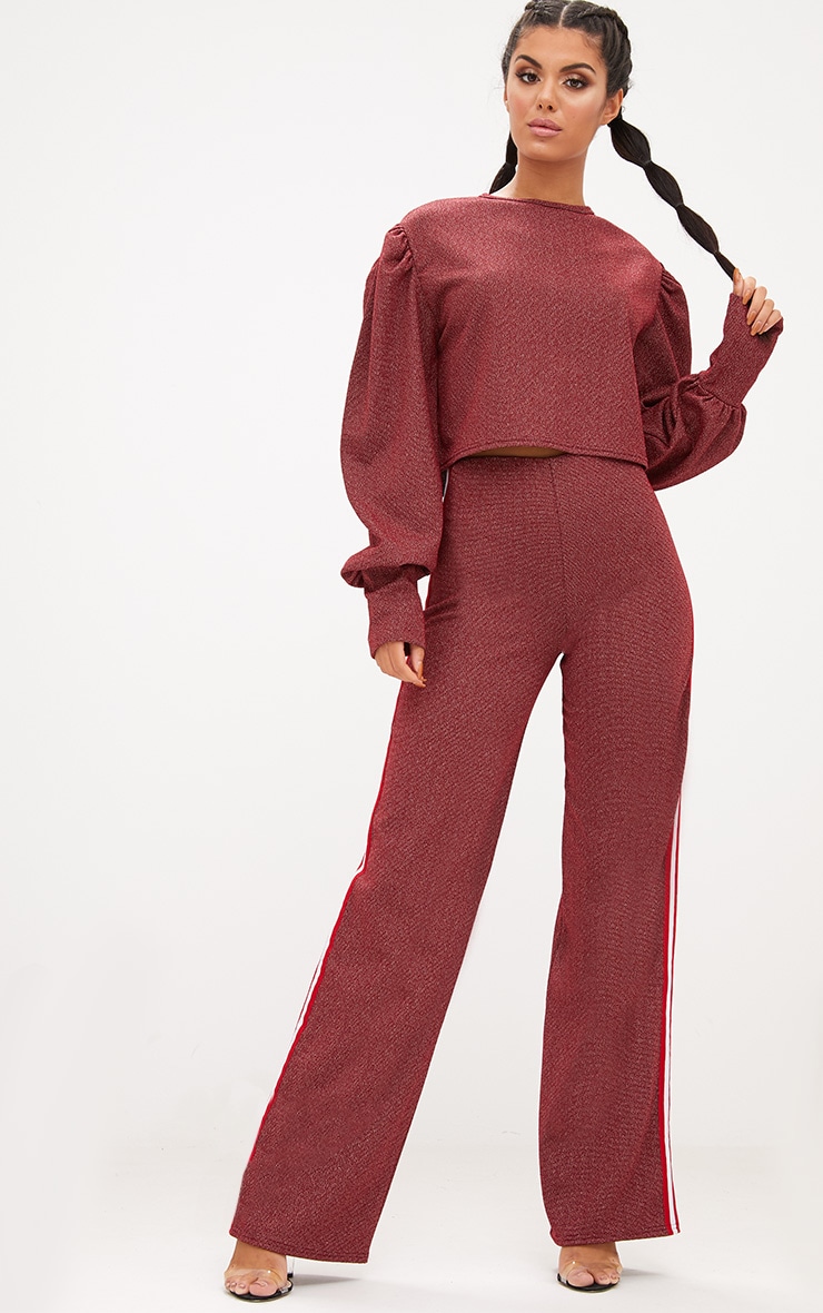 Red Lurex Sport Stripe Sweater. Tops PrettyLittleThing USA