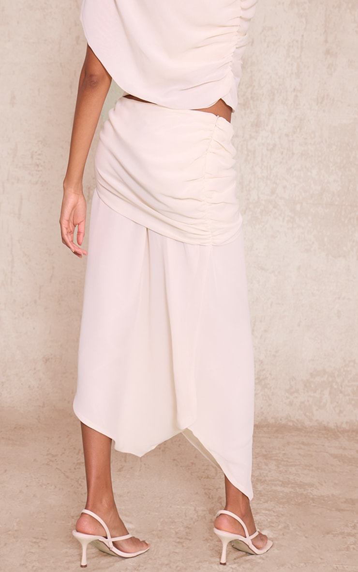 Ecru Chiffon Drape Midaxi Skirt image 3