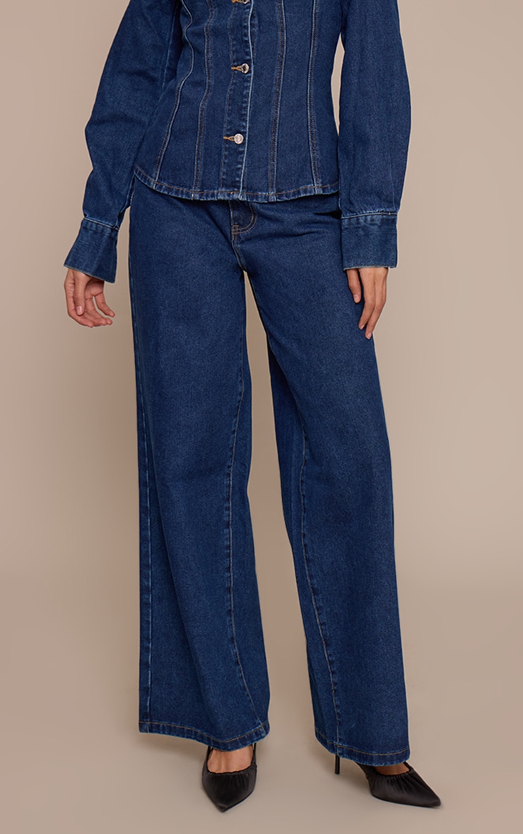 Tall Jean large indigo foncé à taille haute image 2