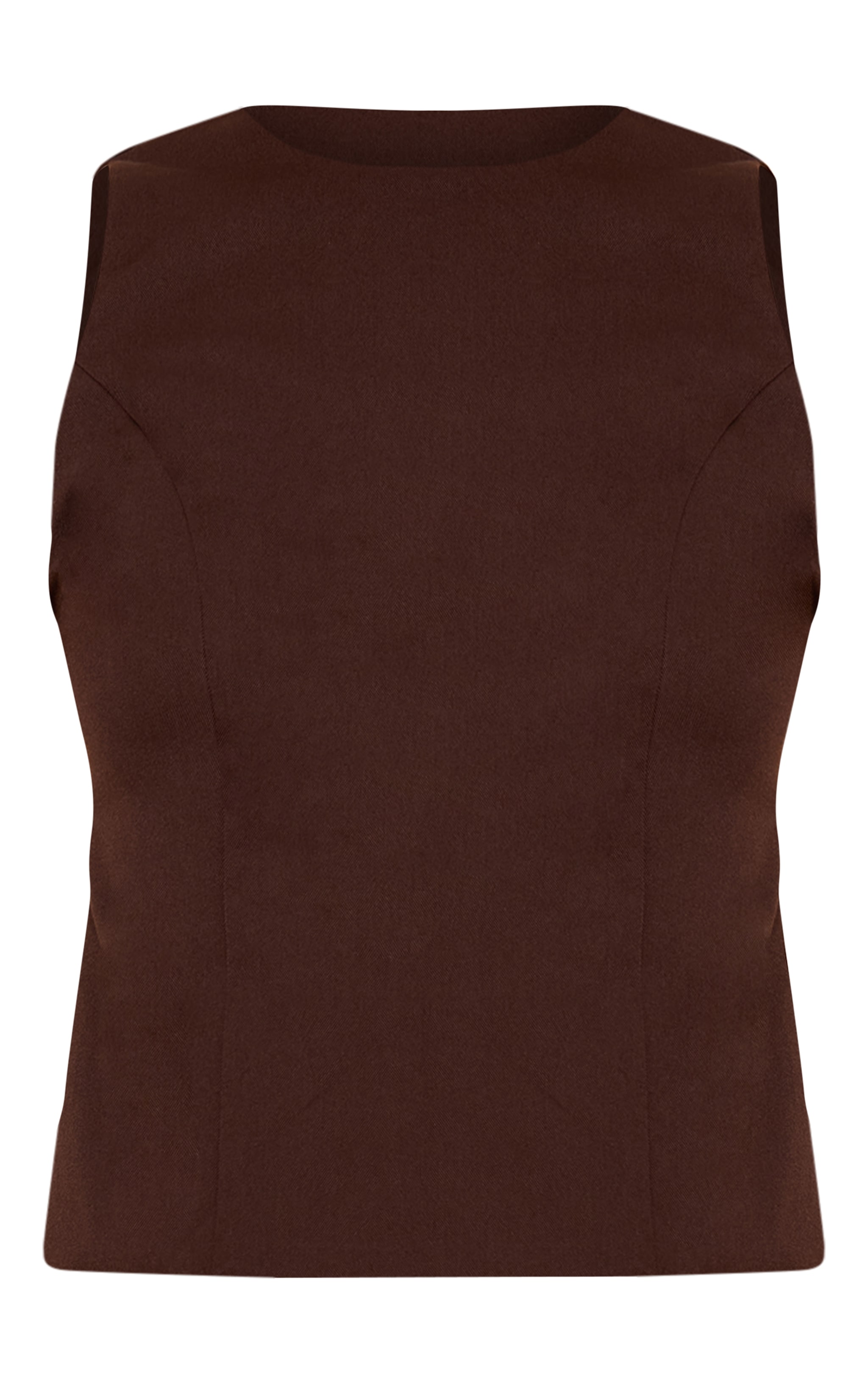 Dark Brown Woven Tie Back Top image 5