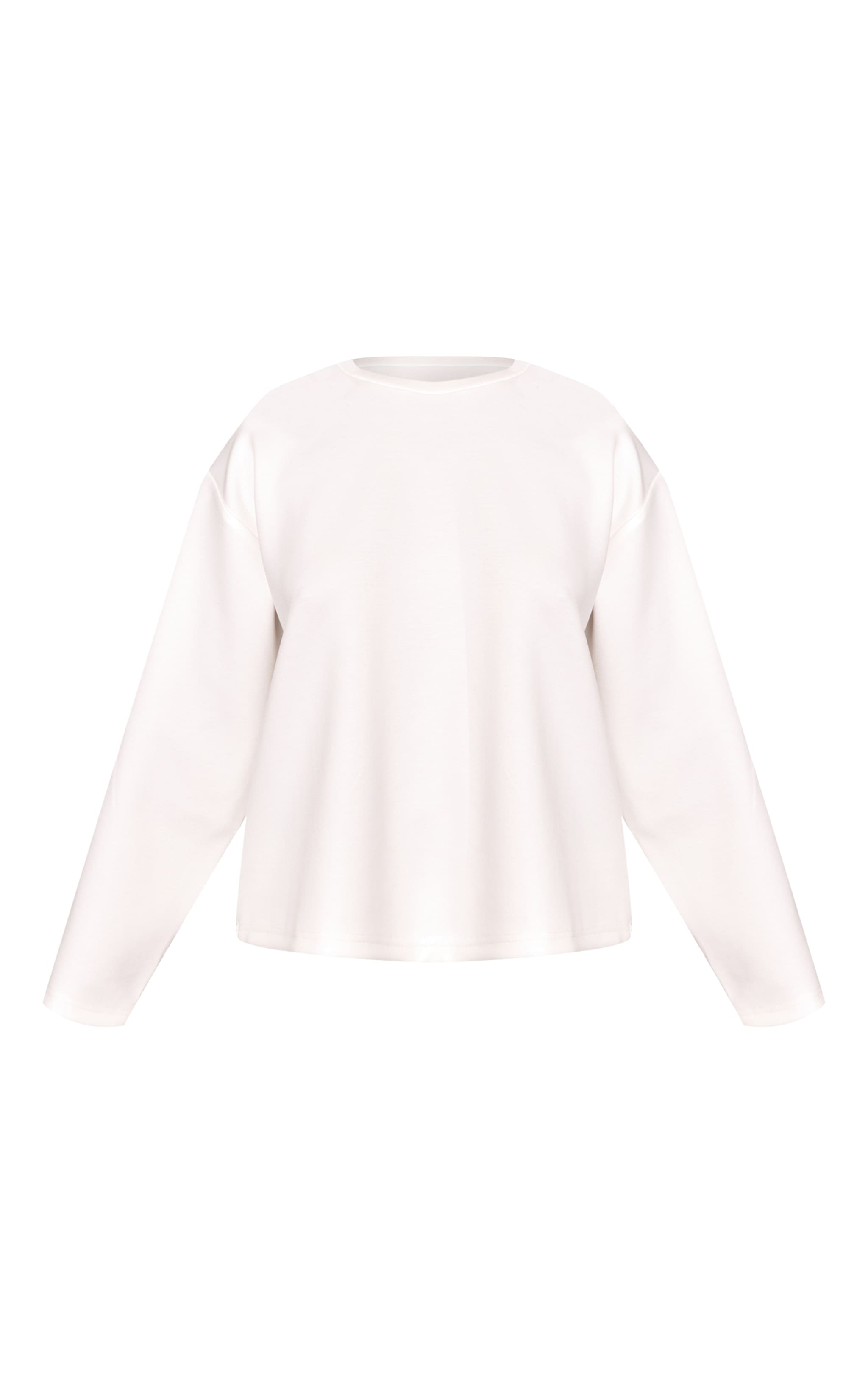 Petite White Modal Oversized Long Sleeved T-shirt image 5