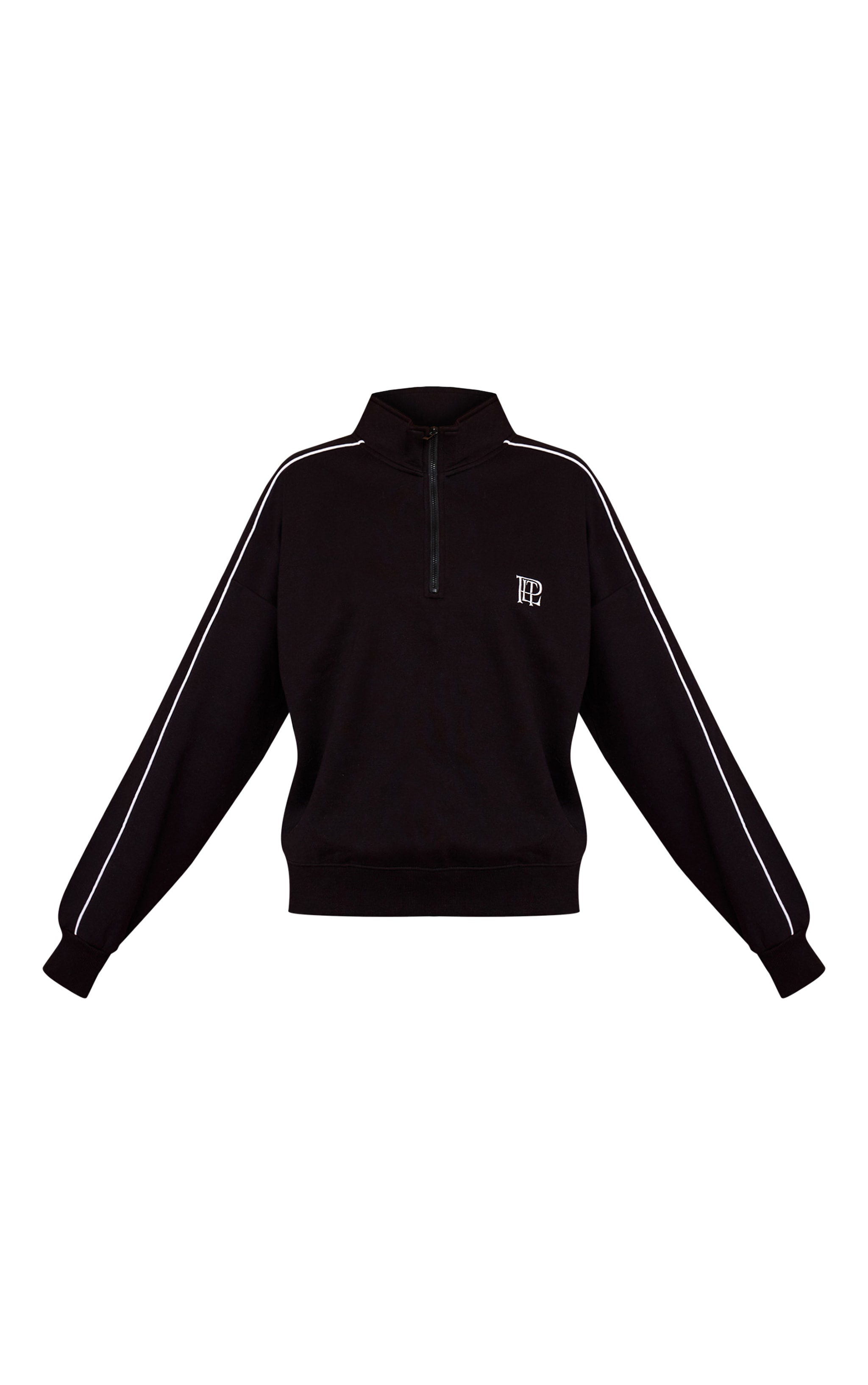 Black PLT Contrast Binding Funnel Neck Zip Sweatshirt image 5