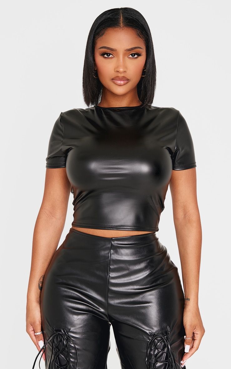 Shape Black Faux Leather Top image 1