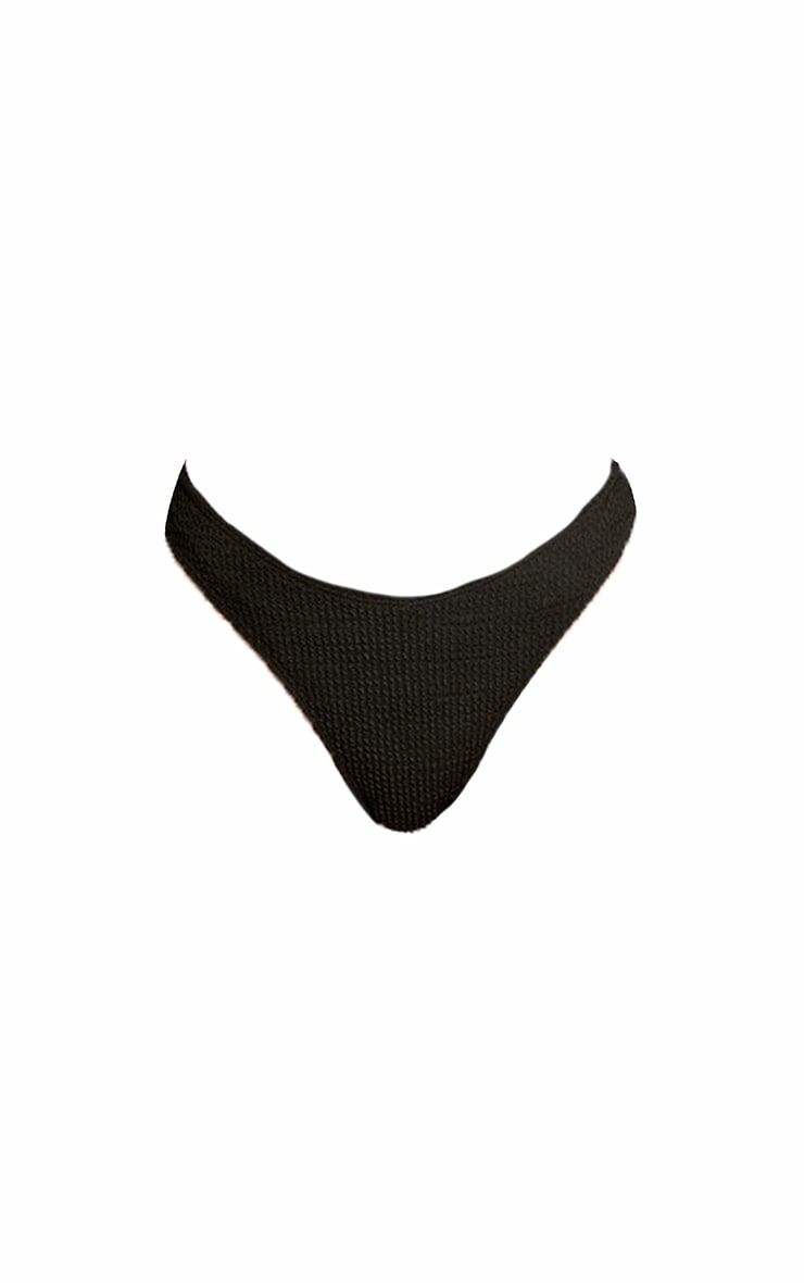 Black Mix & Match Crinkle V Front Bikini Bottom image 5