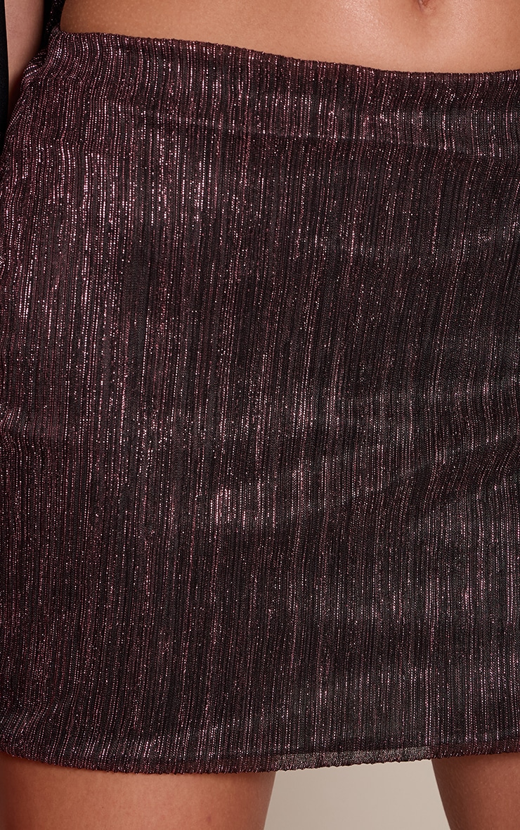 Plum Glitter Textured Foldover Mini Skirt image 5