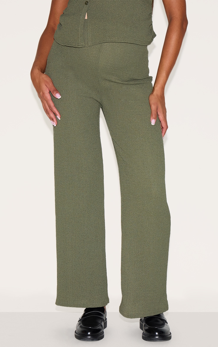 Maternity Dark Khaki Textured Wide Leg Trousers image 2