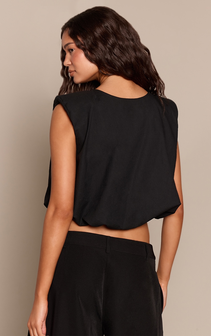 Black Puffball Sleeveless Top image 2