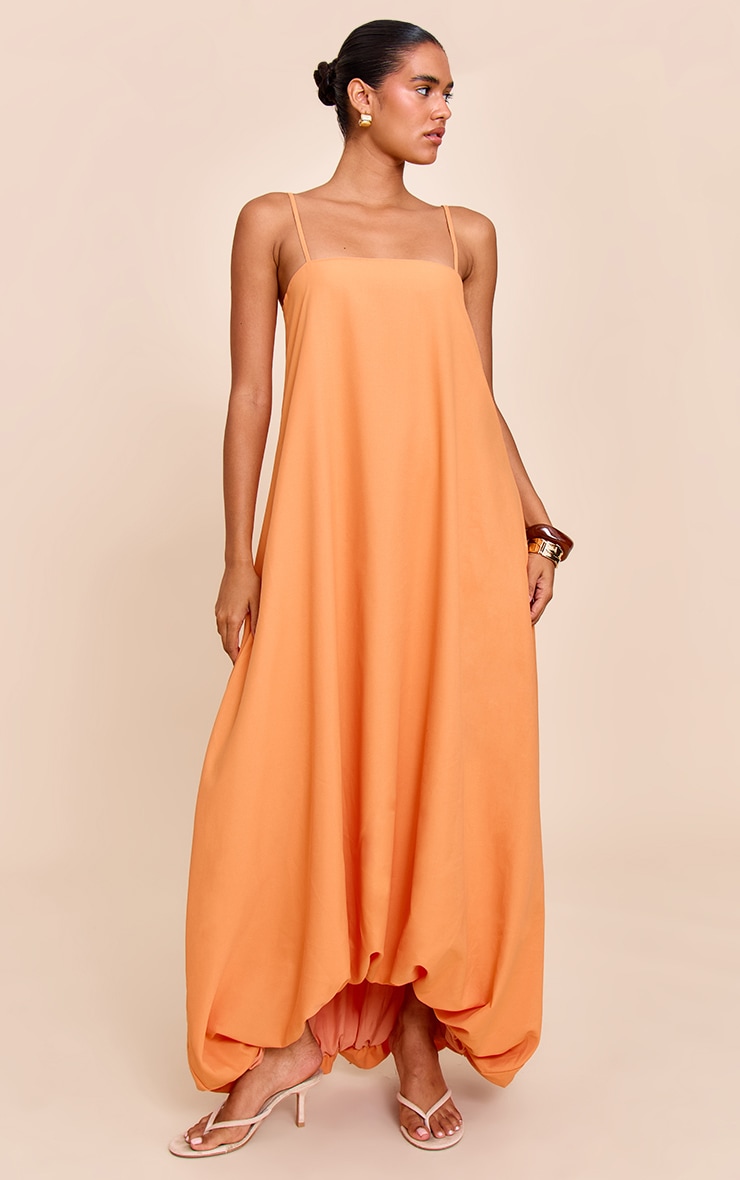 Robe longue fluide orange à bretelles fines image 3