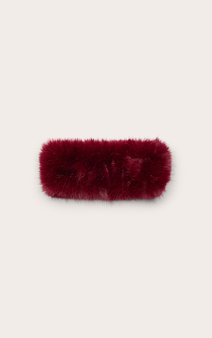 Burgundy Faux Fur Headband image 2