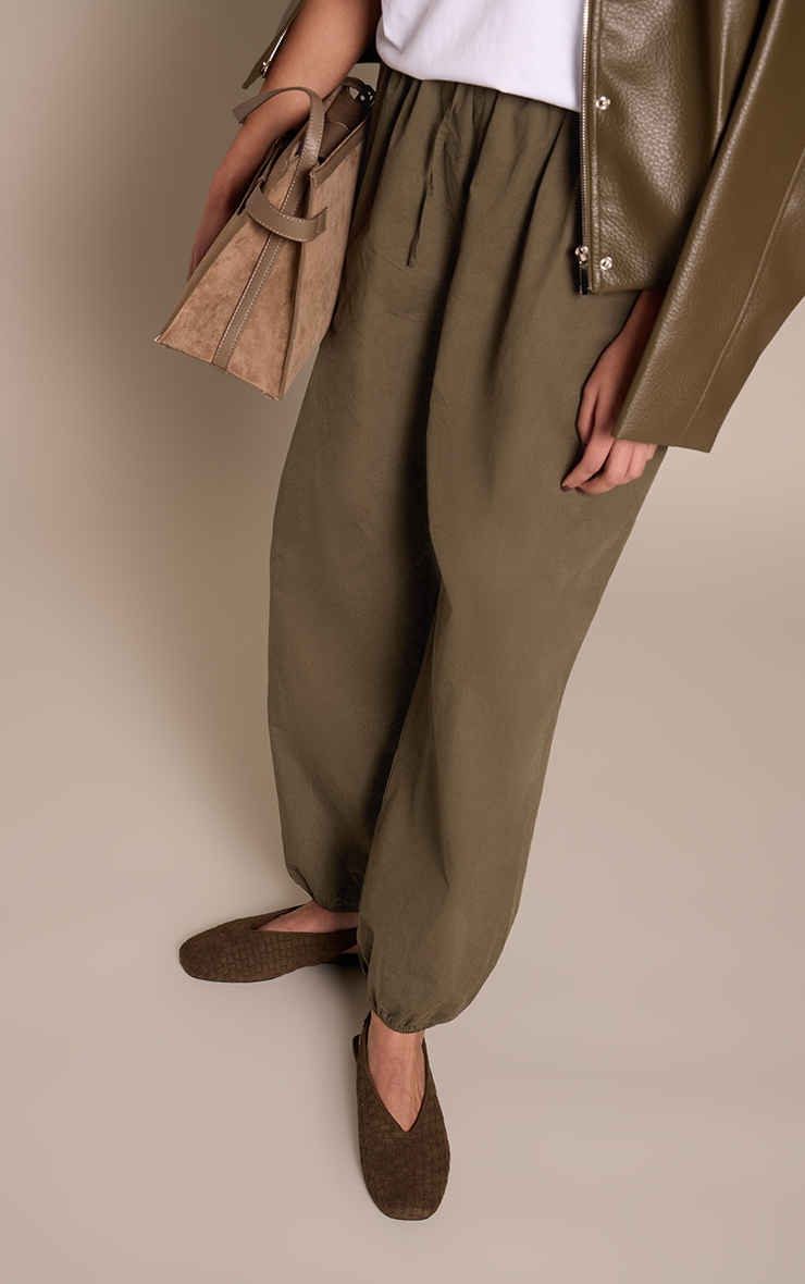 Olive Faux Suede Hand Woven Square Toe Flat Sling Back