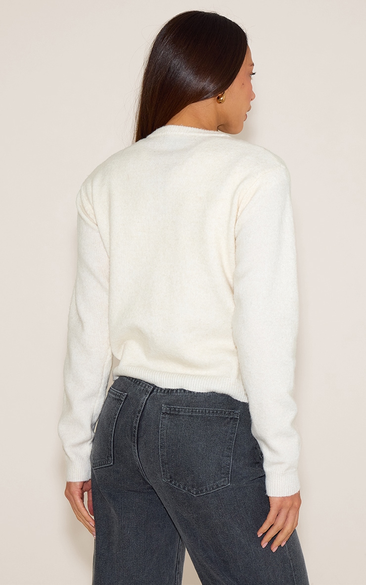 Tall Cream Knit Button Through Cardigan image 2