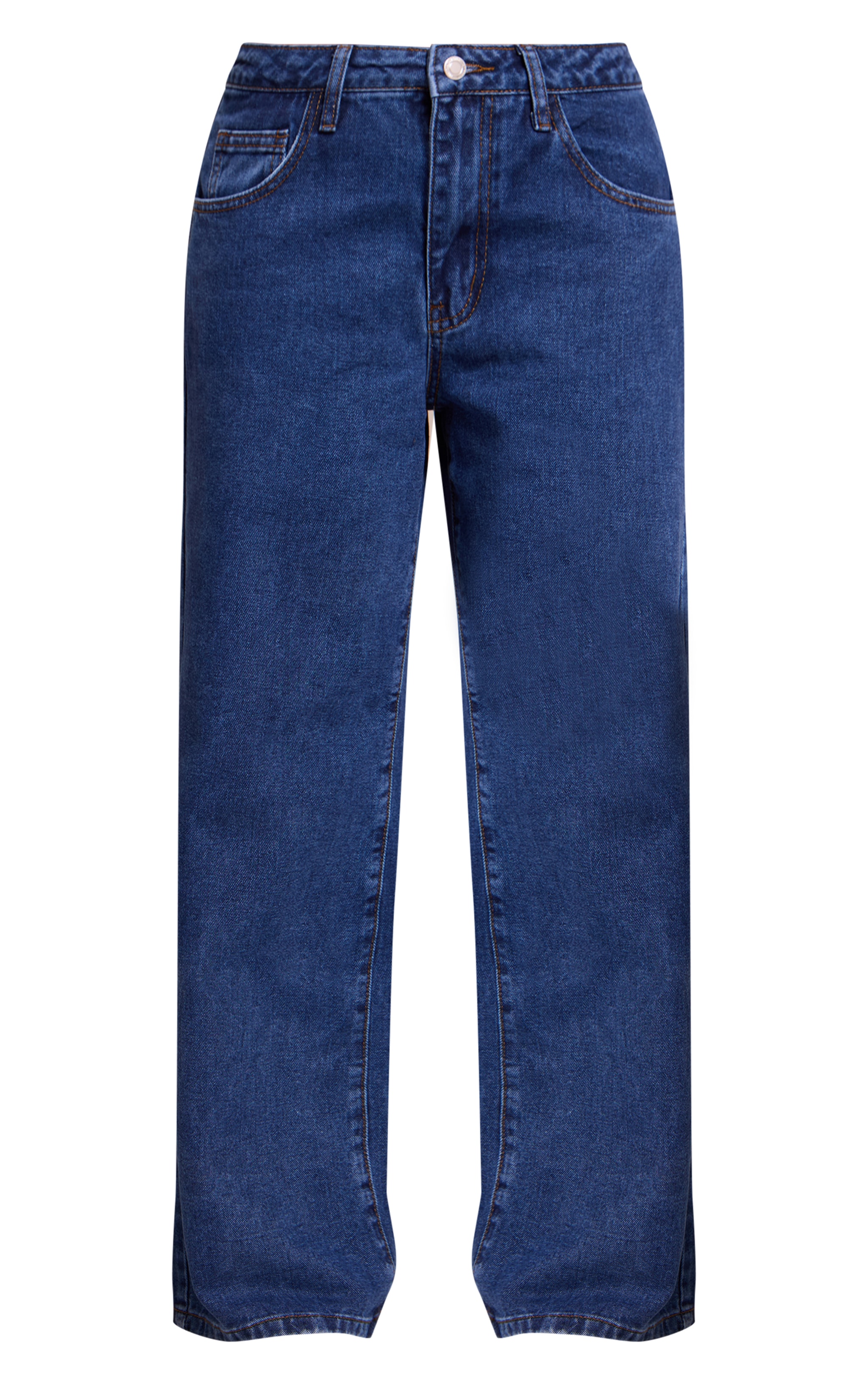 Petite Washed Blue Wide Leg Mid Rise Denim Jeans image 5