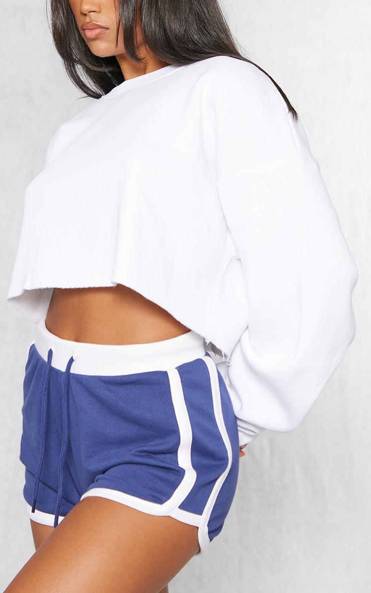 White Crop Oversized Sweat image 4