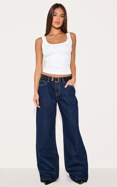 Indigo Low Rise Wide Leg Jeans