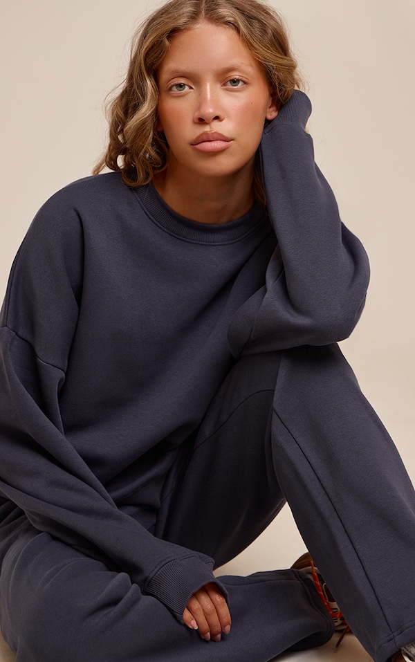 Navy Oversized Sweat Tracksuit Set
