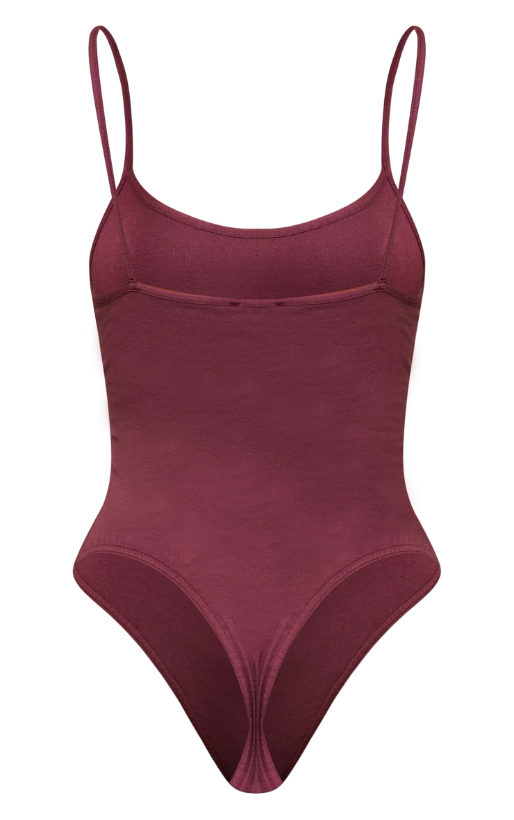 Dark Plum Cotton Strappy Bodysuit image 6