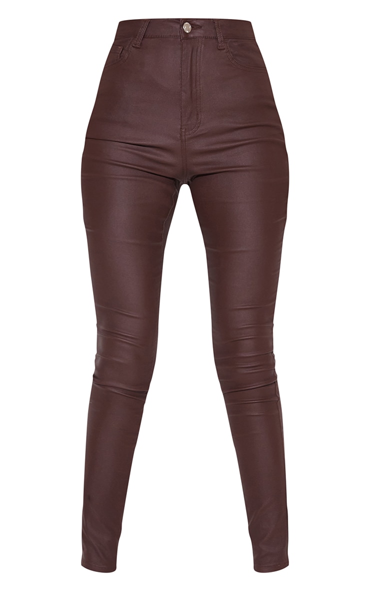 Tall  Chocolate Hourglass Coated Skinny Jeans image 5