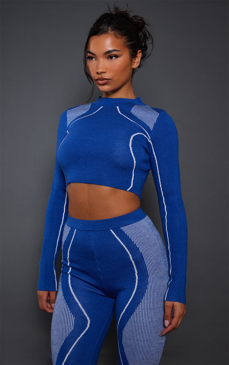 Blue Racer Print Knitted Crop Top