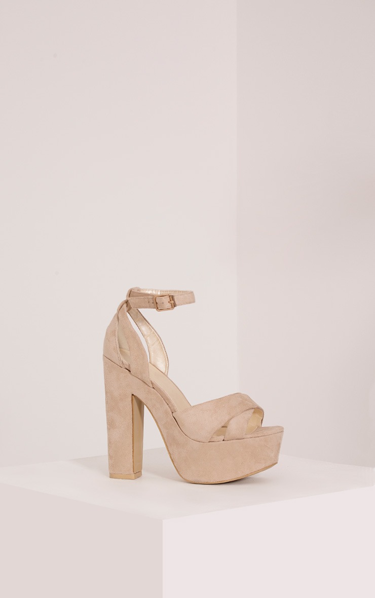 Leya Cream Faux Suede Platform Sandals PrettyLittleThing