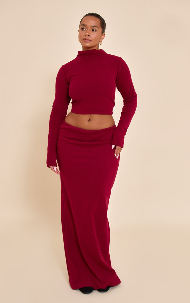 Shape Burgundy Micro Rib Maxi Skirt image 1