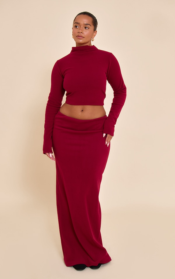 Shape Burgundy Micro Rib Maxi Skirt